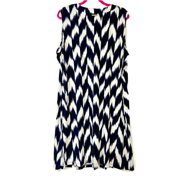 Michael Kors womens dress size 2X Lace Up Neck Sleeveless Navy White Ikat NWT - Picture 2 of 8